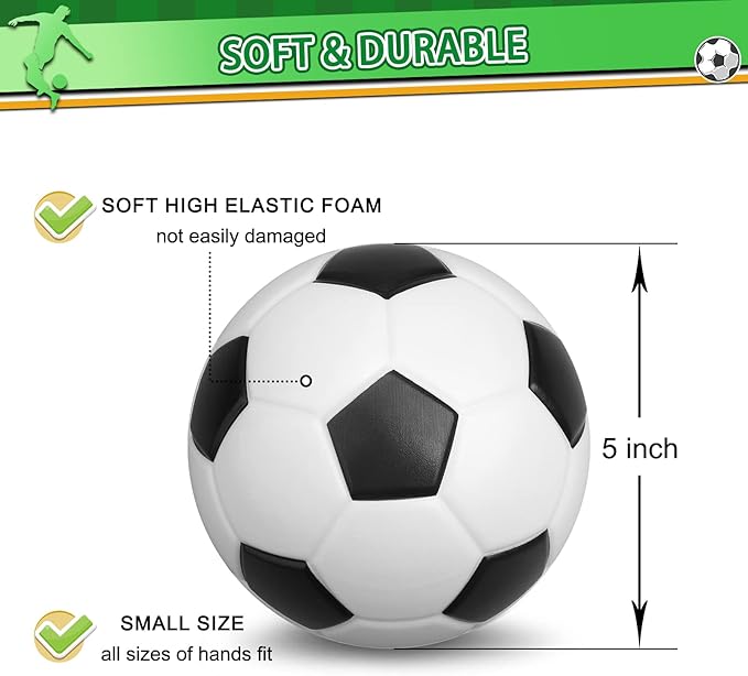 5 Inch Foam Mini Soccer Balls for Indoor Mini Soccer Hoops, Soft Squishy Soocer for Soccer Game Sets | Swimming Pool Balls Beach Balls Great Sport Gift for Adults & Kids Sensory Stress Balls 3 Pack