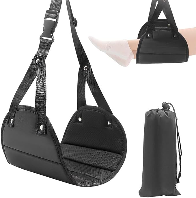Omnpak Airplane Foot Rest, Foot Hammock for Plane Travel Perfect Airplane Footrest to Relax Your Feet Comfy Foot Hanger Desk Foot Hammock