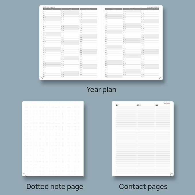 POPRUN Weekly Planner 2026 (Large 8.5" x 10.5") Calendar 12 Months Notebook with Horizontal Layout, Leather Soft Cover, Monthly Tabs, Inner Pocket, 100GSM Thick Paper, Pen Holder - Petrol Green