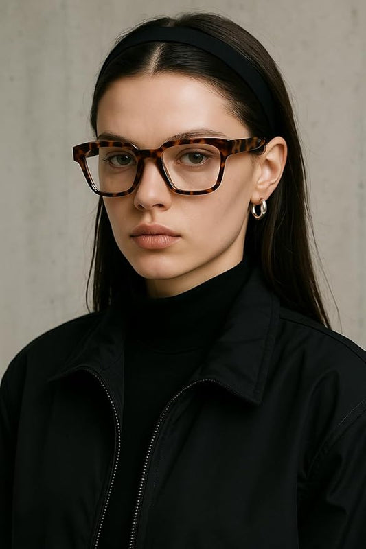 TIJN Blue Light Blocking Glasses for Women Men TR90 Rectangle Frame and Chic Preppy Style Computer Screen Glasses, Trevis