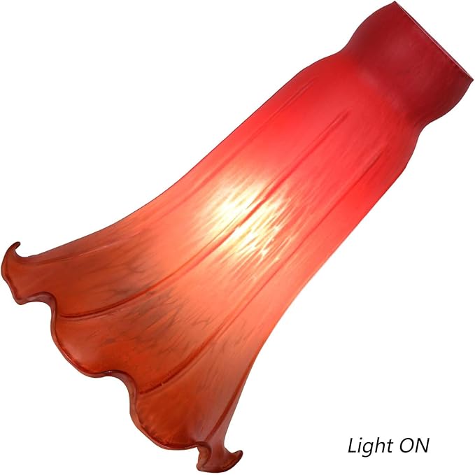 Bieye LS64 Lily Flower Blown Glass Lampshade (Red Orange, Opening I.D. 1.26" x O.D. 1.5")