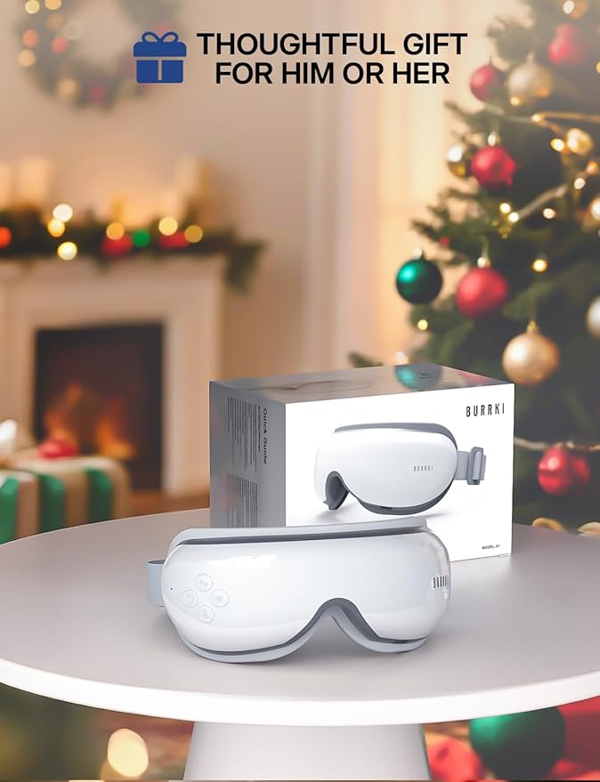 Eye Massager with Heat, Birthday Gifts for Mom Dad Her Him, Heated Eye Massager for Migraines with Compression and Bluetooth, Reduce Eyes Strain, Dark Circles and Improve Sleep