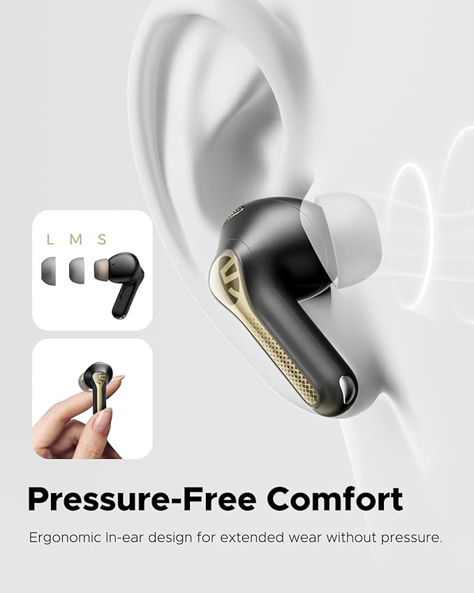 SoundPEATS Capsule3 Pro+ Wireless Earbuds, Adaptive Noise Cancelling Bluetooth Headphones Hi Res HiFi Stereo Sound with xMEMS Speaker, True Wireless ANC Earphones & LDAC, 6 Mic 43H Playtime