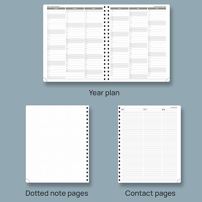 POPRUN 2026 Weekly and Monthly Planner Calendar, January 2026 - December 2026,Large 8.5'' x 10.5'' Spiral Bound Appointment Book, Includes Monthly Tabs, Inner Pocket,Soft Cover - Aquamarine