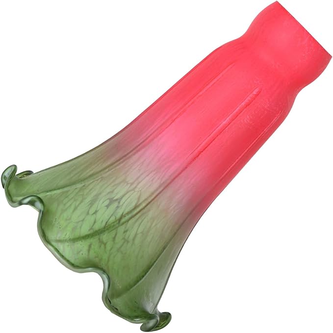 Bieye LS68 Lily Flower Blown Glass Lampshade (Red Green, Opening I.D. 1.26" x O.D. 1.5")