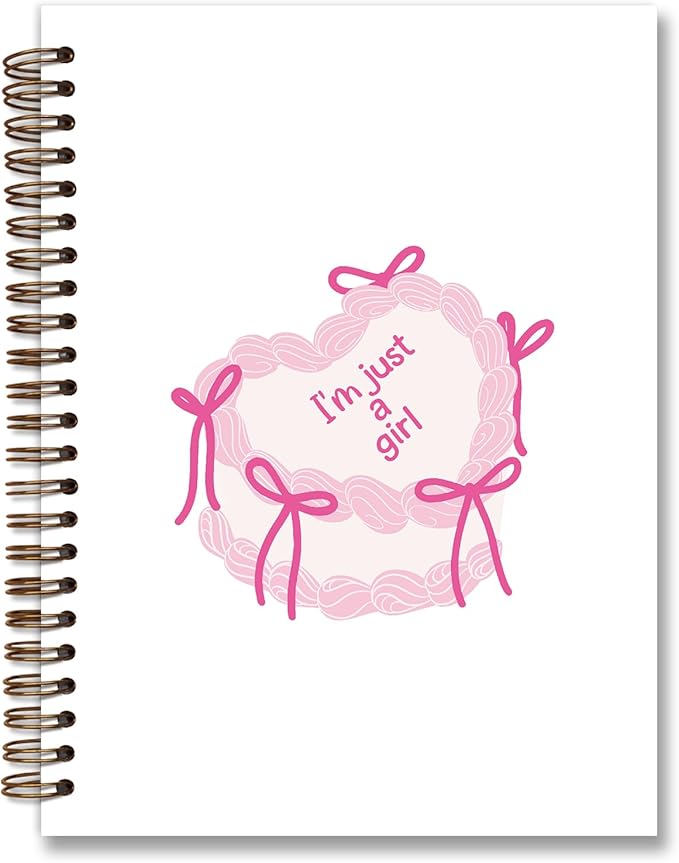 Coquette Bow Notebook Journal, Preppy Pink Bow Cake Journal Notebook for Note Taking, Cute Girly Notebook,Preppy Gifts for Women, Pink Office Supplies,Spiral Notebook 5.5x8.3 Inch