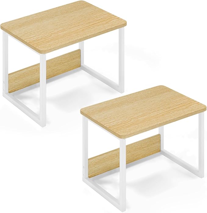 MARTY Desktop Printer Stand 2 Pack Printer Stand with Storage for Desk, Shelf Organzier for Home/Office Printer Riser Under Desk Small Table for Printer Fax Machine Scanner(Maple)