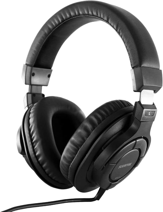 Over Ear Wired Headphones MR810, Studio Monitor Headset with Closed Back Design Flexibale Professional Stereo Headphone with 3m Cable for Studio Monitering, Recording, Podcasting (Black)