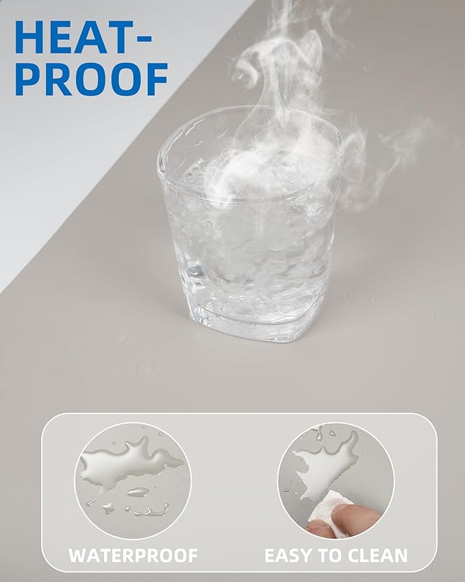 Leather Desk Pad Blotter,Mouse Pad,Office Desk Mat, Non-Slip PU Leather Desk mat,Large Desk mat,Waterproof Keyboard mat for Office/Home/Decor (Light Grye,35" x 17")