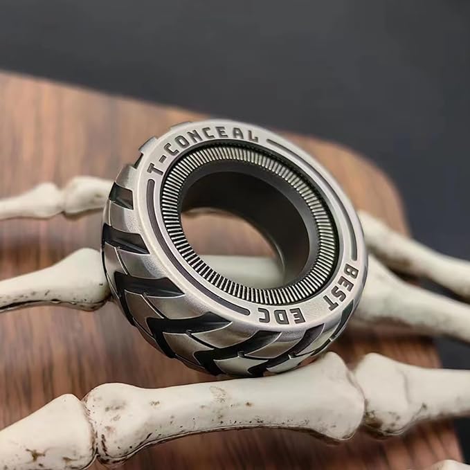 EDC Fidget Sliders Fidget Toys Stress Relief for Adults Magnetic Metal ADHD Casual Fidget Rings Haptic Coin Blocks (Tire-Upgrade)