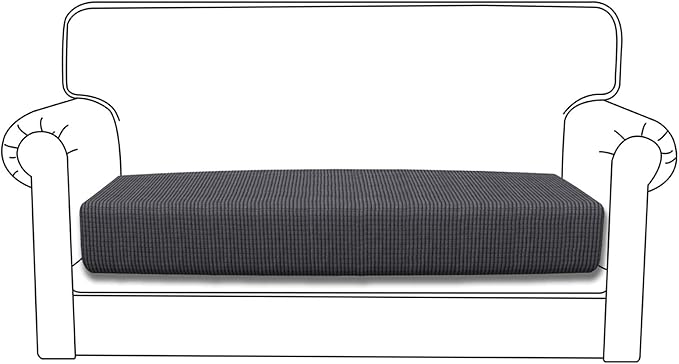 Easy-Going Stretch Loveseat Cushion Cover Sofa Cushion Furniture Protector Sofa Seat Sofa Slipcover Sofa Cover Soft Flexibility with Elastic Bottom(Loveseat Cushion, Dark Gray)