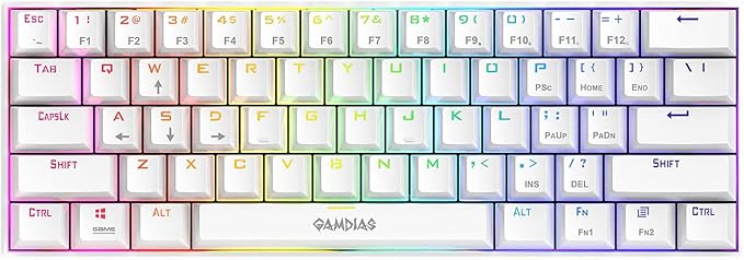 GAMDIAS Hermes E3 RGB Mechanical Gaming Keyboard Blue Switch with 19 Built-in Lighting Effects Certified Optical Switches and N-Key Rollover & Anti-Ghosting Functionality (Hermes E3 White)