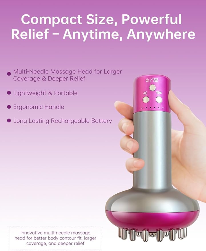 Sciatica Pain Relief Device – Deep Tissue Massager for Sciatica, Nerve, Back, Leg, Hip & Muscle Pain Relief with Pulse, Heat, Vibration, Red Light, Purple