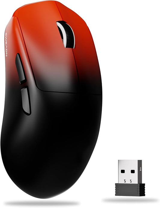 X23Pro Wireless Gaming Mouse, 2.4G/BT5.0/USB-C Esports Gaming Mouse, 800mAh Lightweight Mouse Gaming, 12000 DPI Wireless Mouse with 6 Programmable Buttons, for Laptop/PC/Mac, Black-red