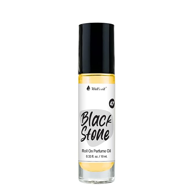 Well's Oil Roll-On Perfume Oil (Black Stone) | Woody & White Floral Notes | Long-Lasting | Paraben-Free | 0.33 Fl Oz / 10 ml