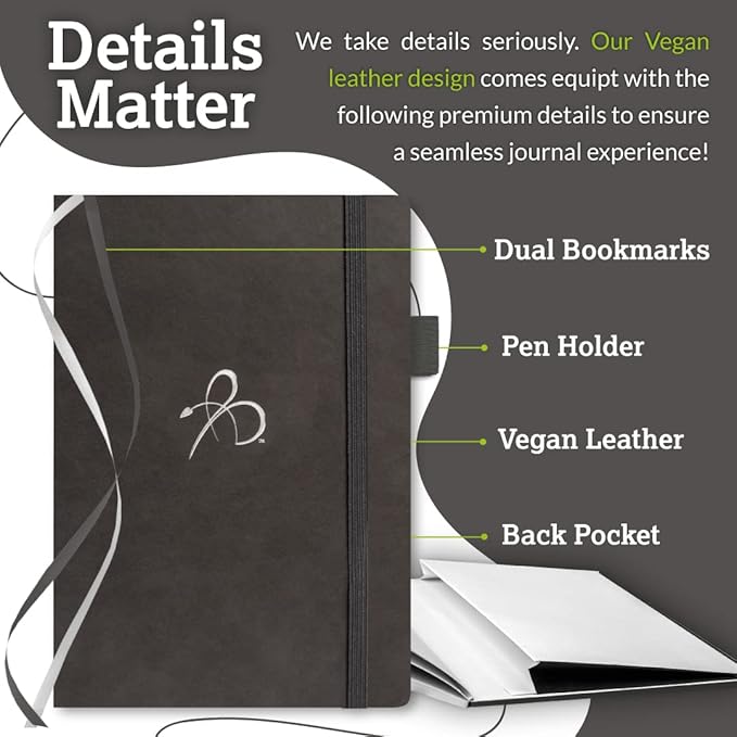 Bright Line Eating Blank Lined Journal Notebook, Vegan Leather Journal w/Lay-Flat Binding, Slate Notebook Journal for Women & Men, Writing Journal, Food Journal, Travel Journal, Fitness Journal