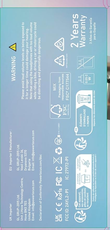 PowerLocus Bluetooth Headphones for Kids, Wireless Foldable Headphones Over Ear, Headphone with Microphone, 85DB Volume Limit, Wireless and Wired Headset with Micro SD, FM for Cellphones, Tablets, PC