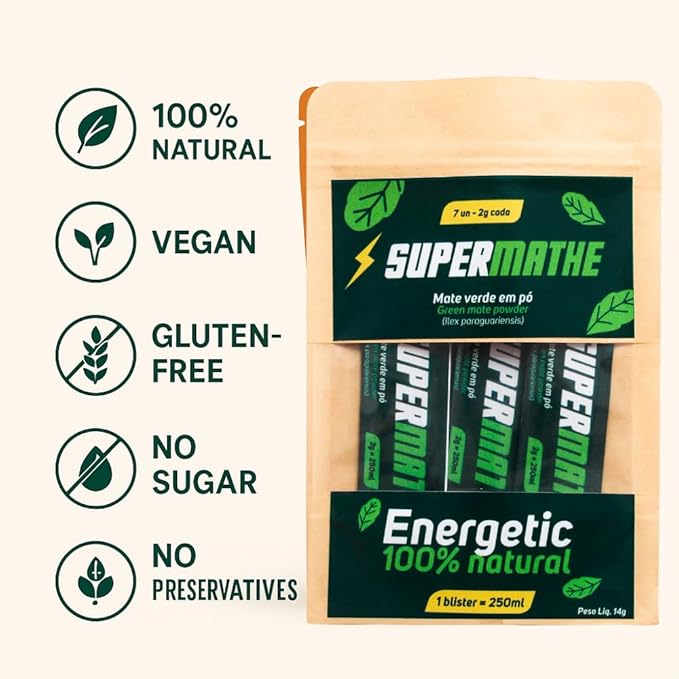 SuperMathe Yerba Mate Powder – 4-Pack (7 Blisters Each, 28 Total) – Single-Serve Blister Packs – Original Green Mate Flavor