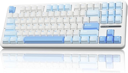 AULA F87 Wireless Mechanical Keyboard, 75% TKL Custom Hot Swappable Gaming Keyboards with PBT Keycaps, Pre-lubed Greywood Switches, RGB Backlit Creamy Keyboard, 2.4GHz/USB-C/BT5.0