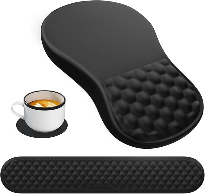 HAOCOO Ergonomic Mouse Pad with Wrist Rest, Massage Support, Black