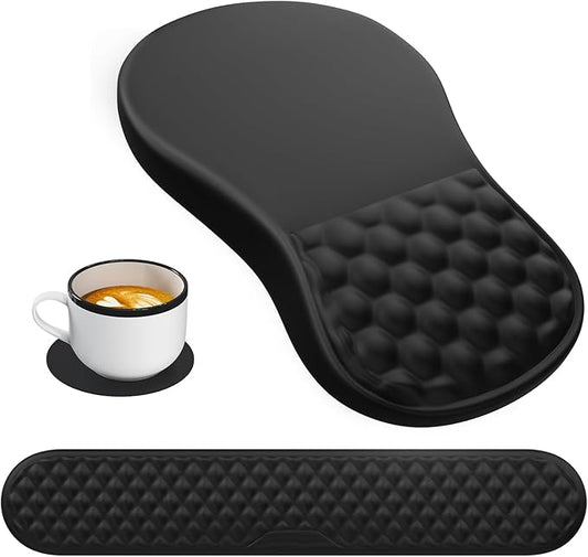 HAOCOO Ergonomic Mouse Pad with Wrist Rest, Massage Support, Black
