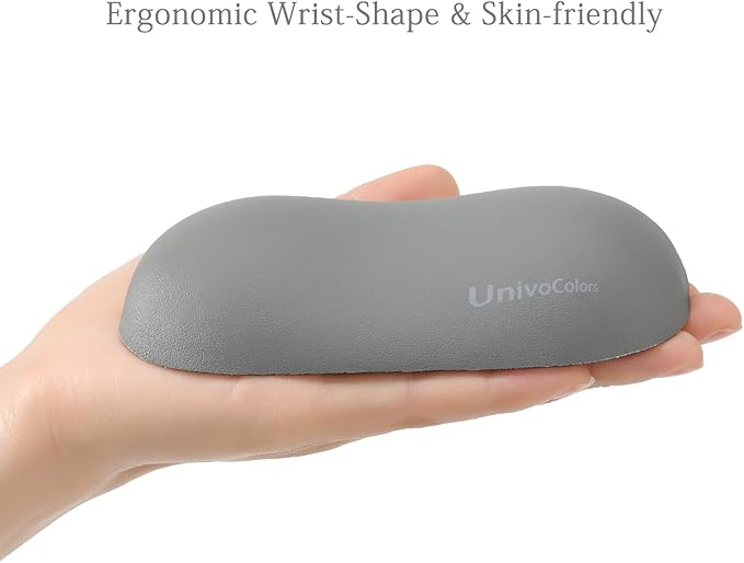 UnivoColors Design-Wave Wrist Rest, Artificial Sheepskin+Memory Foam+Ergonomic+Anti-Slip Gel, Resilience Support During Work and Gaming,Mouse Accessory,Grey