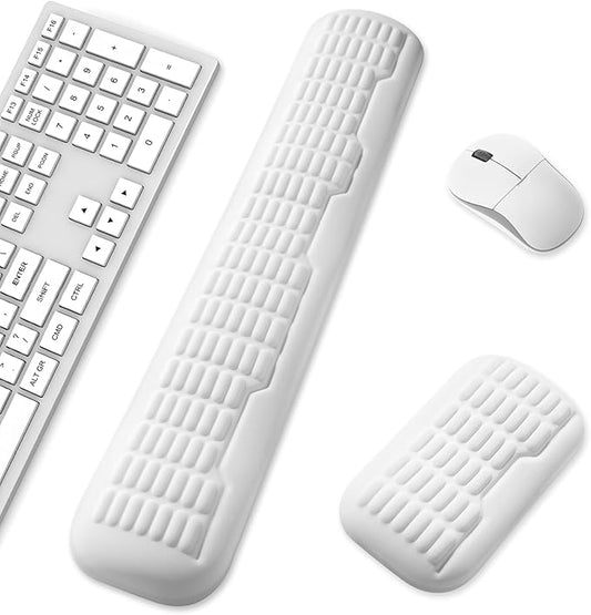 UnivoColors Full-Sized Keyboard & Mouse Wrist Rest Set-Ergonomic 3.0 Upgrade,Wave Curve Support,Comfortable Support & Fatigue Relief,Non-Slip Base,Perfect for Work & Gaming(Ivory)