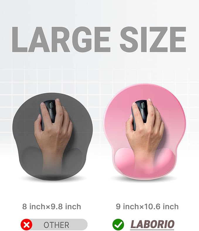 Ergonomic Mouse Pad Wrist Support, Comfortable Mouse Pad Wrist Rest, Relieve Wrist Pain Gel Mouse pad, Non-Slip Rubber Base Mousepad for Laptop, Computer(Gradient Baby Pink)