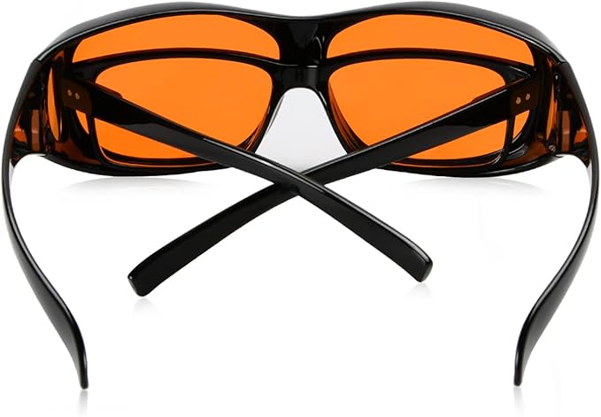 Eyekepper 100% Blue Light Reduction,Huge Fitover Anti-Blue Blocking Computer Eyeglasses with Extra Amber Lenses, Black