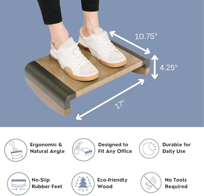 Tiel Rocking Foot Rest for Under Desk – Foot Rest for Under Desk at Work – No Assembly Tool Needed – Ideal for Gamers, Office Workers, and Remote Work Setups