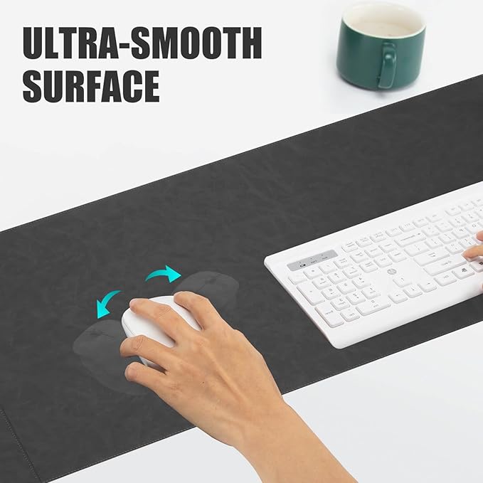 Magnetic 15W Fast Wireless Charging Desk Pad, 35.4"x16.8" Extra Large Mouse Pad, Microfiber Leather Office Desk Mat, Waterproof and Scratch-Resistant Mouse Mat for Office and Home Use, Grey Color