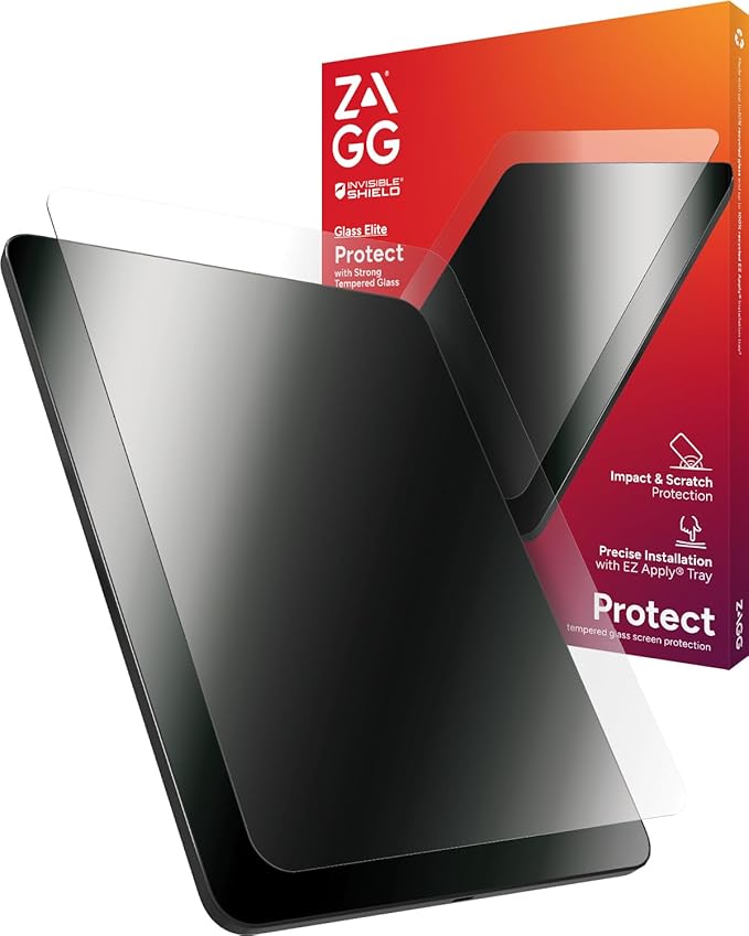 ZAGG Glass Elite iPad Pro 11" (M4) Screen Protector - Ultra-Strong, Scratch-Resistant, Smudge-Free, Easy Install, Eco-Friendly, Tempered Aluminosilicate Glass