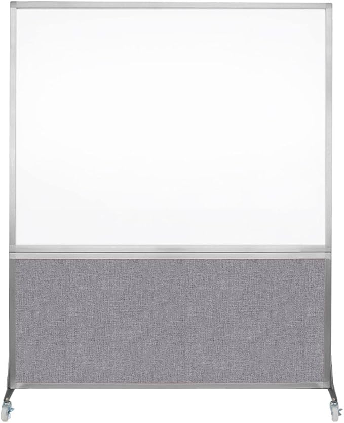 DivideWrite Mobile Whiteboard | Double Sided Dry Erase Board | Portable Office Cubicle Partition | Display for Classrooms, Conference Rooms, Meeting Areas and More | Cloud Gray 5' Wide X 6' Tall