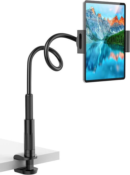 Tablet Stand Holder for Bed, Gooseneck Mount with Adjustable Flexible Arm Compatible with iPad Air Pro Mini, Samsung Tab, Nintendo Switch Kindle Other 4.7"-12.9" Device