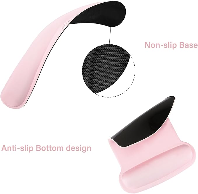 MOSISO Wrist Rest Support for Mouse Pad & Keyboard Set, Ergonomic Mousepad Non-Slip Base Home/Office Pain Relief & Easy Typing Cushion with Neoprene Cloth & Raised Memory Foam, Rose Pink