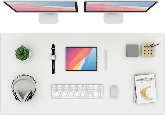 K KNODEL Large Office Leather Desk Mat, Mouse and Keyboard Pad, Computer and Laptop Mat, Desktop Protector and Cover, Writing Pad and Blotter (47.2"x23.6", White)
