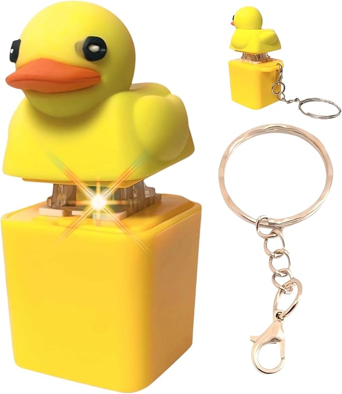 Quackey Fidget Toy That Quacks Quacking Duck Fidget Toy Keychain Stress Reliever Squeaky Anxiety Stress Relief Toy Duck Keyboard Keycaps That Quack Button Fidget Key Board Clicker Sensory Toys