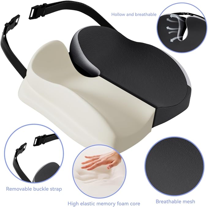 Seat Cushions for Office Chairs Wheelchair Cushion for Long Sitting Back Pain，Memory Foam Seat Car Computer Desk Chair Cushion，Coccyx Cushion for Tailbone Pain Relief Cushion Office Chair Butt Pillow