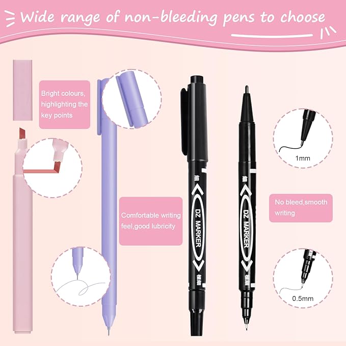 40 Pcs Bible Study Supplies, Journaling Kit for Women, Morandi Bible Study Kit with Pastel Highlighters and Tabs, Pens, Sticky Notes, Annotation Kit