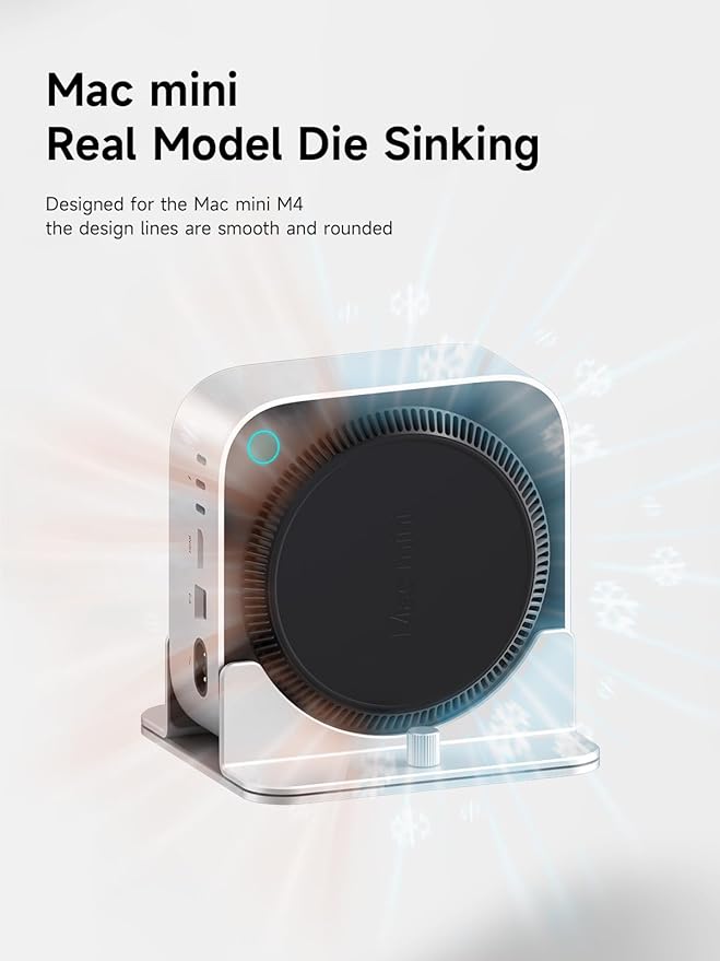 Hagibis Vertical Stand for Mac Mini M4, Aluminum Alloy Laptop Stand Anti-Slip Computer Holder Desktop Stand Compatible with M4 Chip Mac Mini Pro