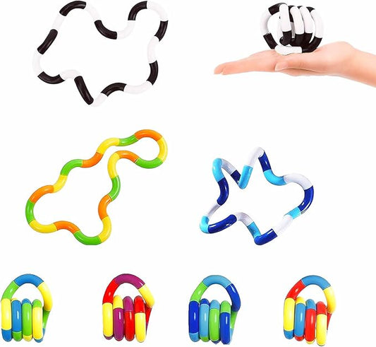 7PCS Quiet Twisty Fidget Toys – Squeeze, Twist, and Spin – Multicolored Sensory Toys for Kids and Adults, Stress Relief Toys & Educational Tools for Classroom,Alternative Gifts