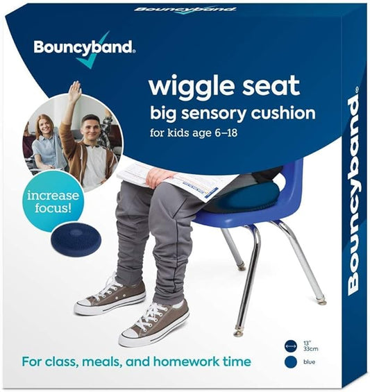 Bouncyband – Wiggle Seat – 10 Pack – Blue, 13” D – Large Sensory Cushion for Kids Ages 6-18+ – Promotes Active Learning, Improves Student Productivity, Includes Easy-Inflation Pump