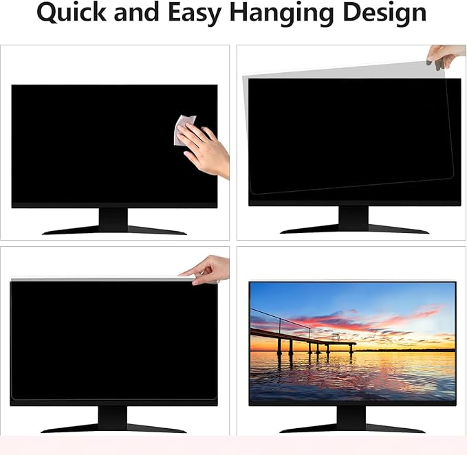 2 Pack Computer Privacy Screen Shield Compatible for 26/27 Inch 16:9 Widescreen Desktop Monitor - Anti Glare & Blue Light Filter - Hanging Design for Easy On/Off