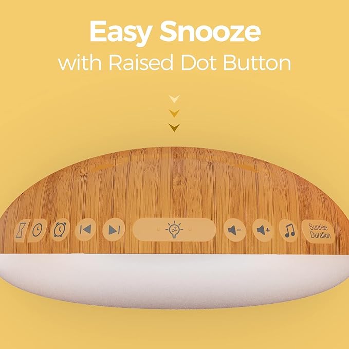 REACHER Wood Grain Sunrise Alarm Clock and Sound Machine Nightlight, Digital Dimmable Clock for Bedroom, 26 Sleep Sounds, White Noise Machine for Baby, Adults, Wake Up Light Alarm Clock for Kids