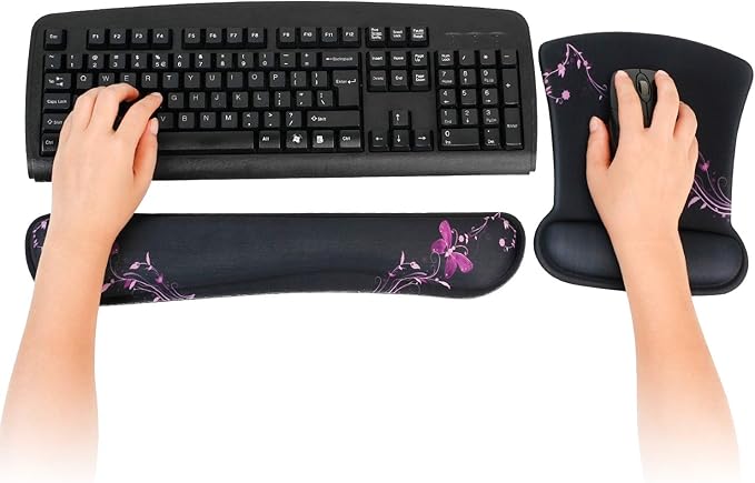 RICHEN Keyboard Wrist Rest Pad and Mouse Wrist Rest Support Mouse Pad Set,Sturdy & Comfortable & Lightweight for Easy Typing & Pain Relief-Ergonomic Support (Purple Butterfly)
