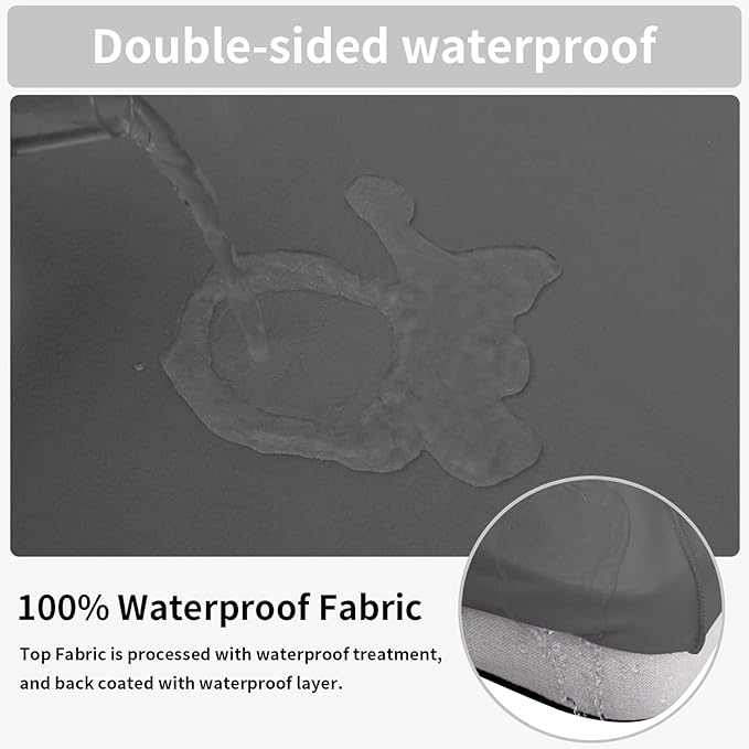 Easy-Going 100% Waterproof Chair Sofa Seat Cushion Slipcovers Couch Cushion Cover Stretch Furniture Protector for Kids, Pets (3-Piece Sofa Cushion, Gray)