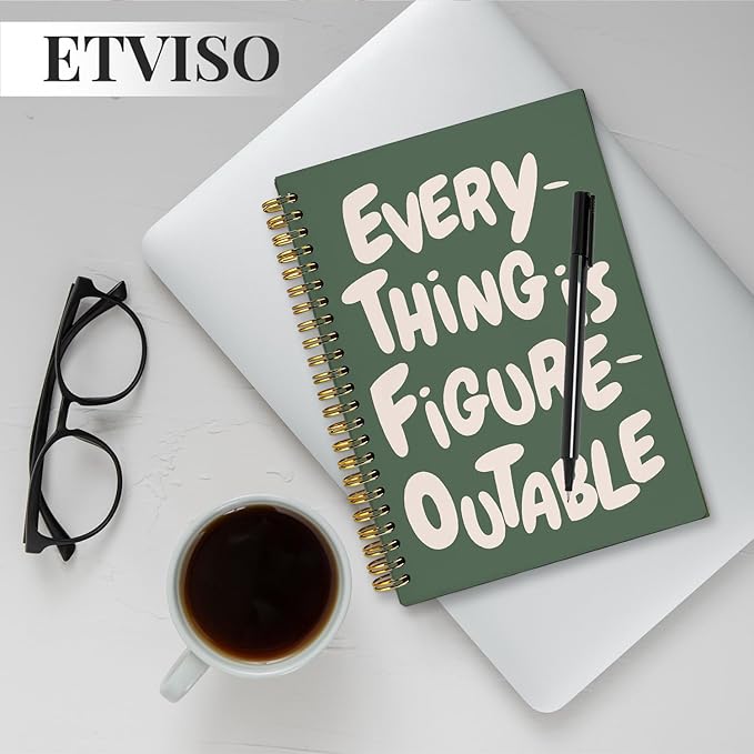 Everything is Figureoutable Inspirational Notebook, Motivational Journals for Women Men, Positivity Journal, Positive Affirmations Quote Hardcover Spiral Notebooks 5.5x8.3 Inch