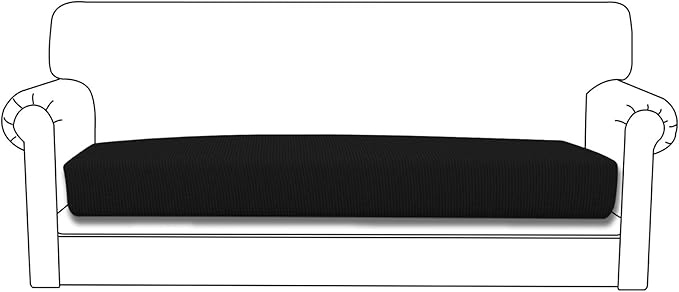 Easy-Going Stretch Cushion Cover Sofa Cushion Furniture Protector Sofa Seat Sofa slipcover Sofa Cover Soft Flexibility with Elastic Bottom(Sofa Cushion, Black)