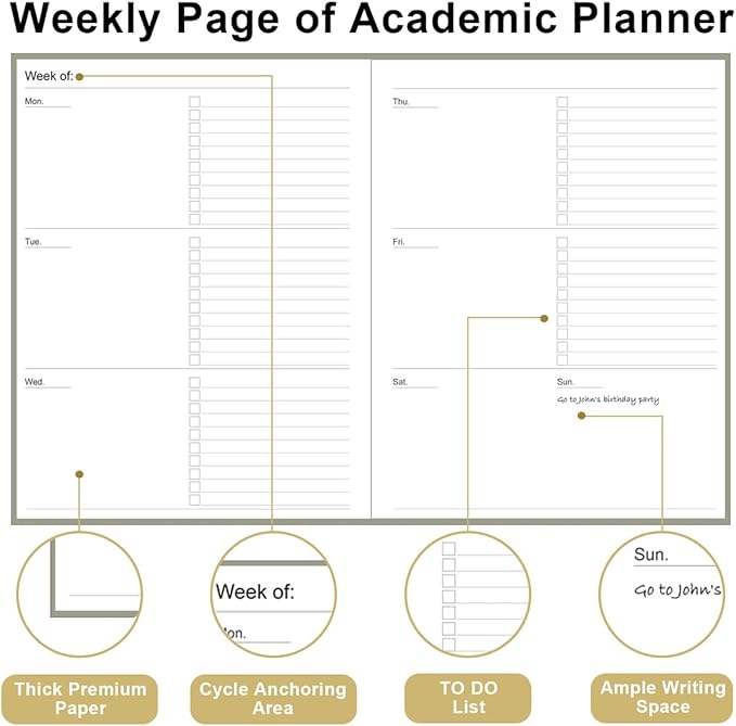Academic Planner for 2025 2026 or Anytime – 8.5" x 11" Undated Weekly Student Planner For Homeschool, High School, College & Nursing Students, 200 Pages, Green