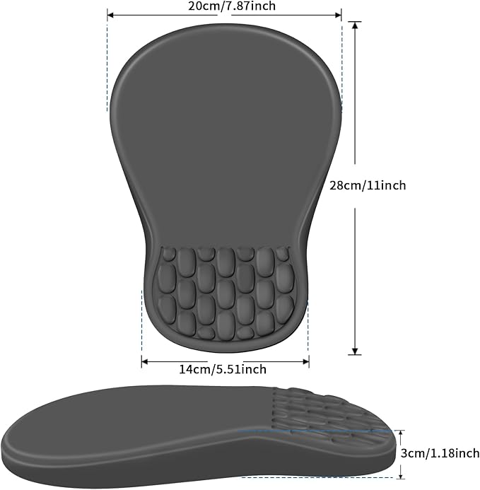 Ergonomic Mouse Pad with Wrist Rest Support, Mousepad with Comfortable Memory Foam Wrist Rest and Non-Slip PU Base for Pain Relief, Computer, Laptop, Office, Home (Dark Gray)